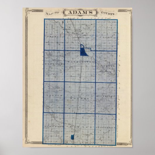 Kaart van het district Adams Poster (Voorkant)