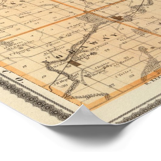 Kaart van het district Adams, staat Iowa Poster (Hoek)