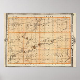 Kaart van het district Adams, staat Iowa Poster