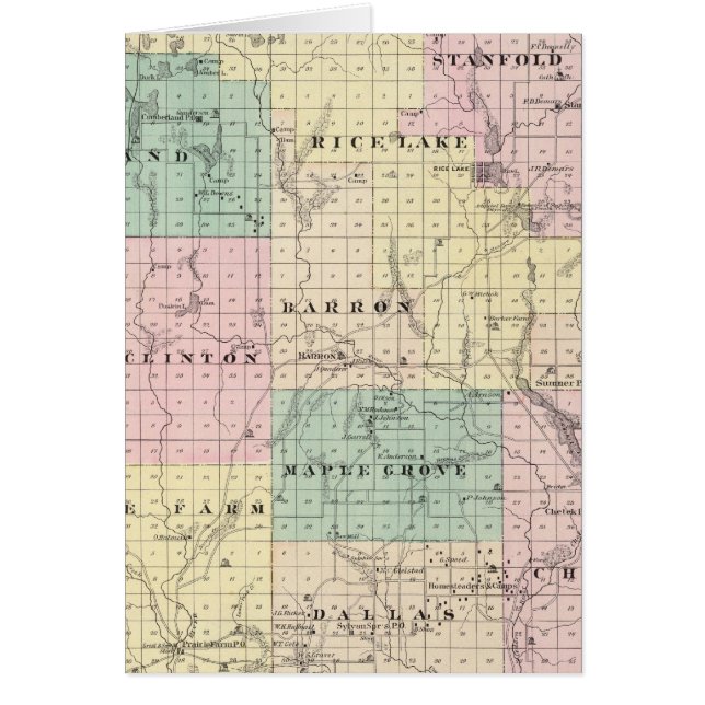 Kaart van het district Barron, staat Wisconsin (Voorkant)