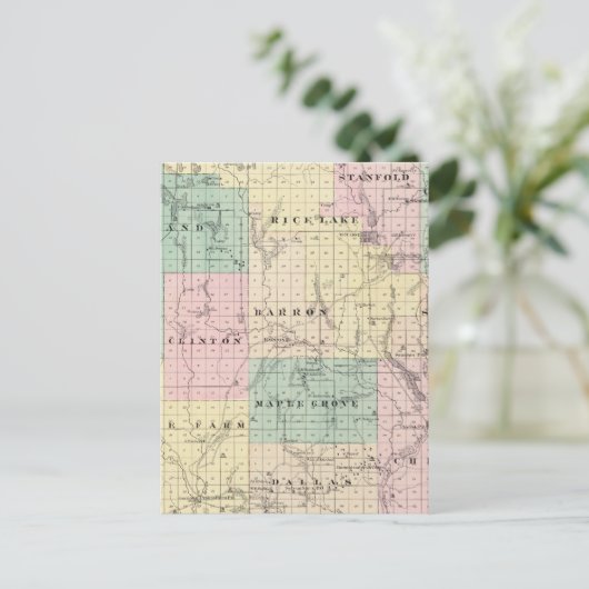 Kaart van het district Barron, staat Wisconsin (Staand voorkant)