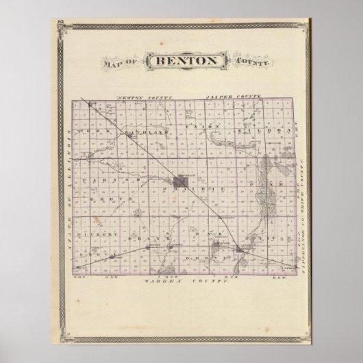 Kaart van het district Benton Poster (Voorkant)
