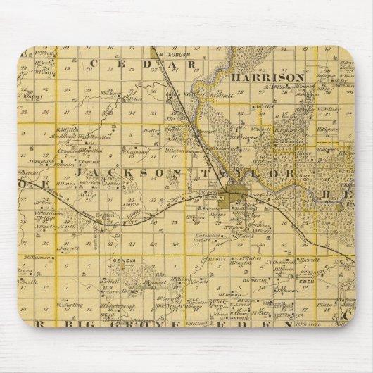 Kaart van het district Benton, staat Iowa Muismat (Voorkant)