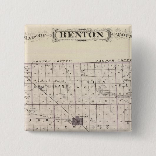 Kaart van het district Benton Vierkante Button 5,1 Cm (Voorkant)