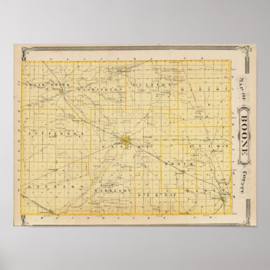 Kaart van het district Boone Poster (Voorkant)