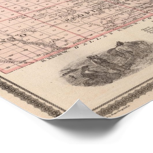 Kaart van het district Boone, staat Iowa Poster (Hoek)