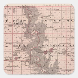 Kaart van het district Boone, staat Iowa Vierkante Sticker