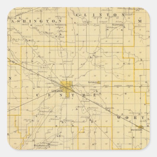 Kaart van het district Boone Vierkante Sticker (Voorkant)