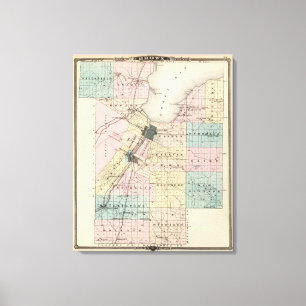 Kaart van het district Brown, staat Wisconsin Canvas Afdruk