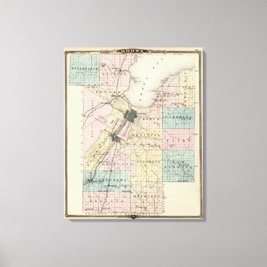 Kaart van het district Brown, staat Wisconsin Canvas Afdruk (Voorkant)