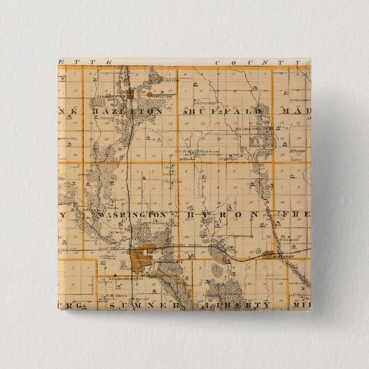 Kaart van het district Buchanan, staat Iowa Vierkante Button 5,1 Cm (Voorkant)