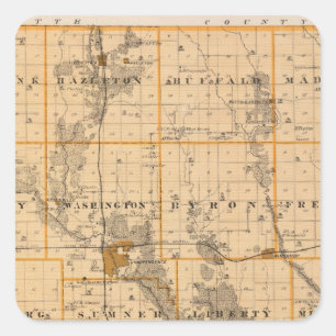 Kaart van het district Buchanan, staat Iowa Vierkante Sticker