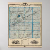 Kaart van het district Cass, staat Iowa Poster (Voorkant)