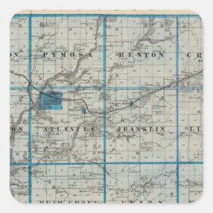 Kaart van het district Cass, staat Iowa Vierkante Sticker