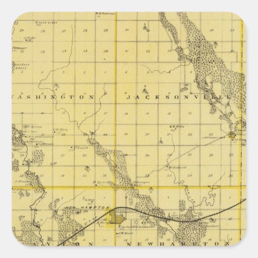 Kaart van het district Chickasaw, staat Iowa Vierkante Sticker (Voorkant)