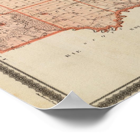 Kaart van het district Clinton, staat Iowa Poster (Hoek)