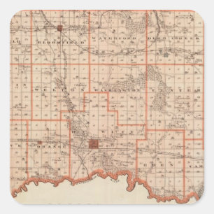 Kaart van het district Clinton, staat Iowa Vierkante Sticker