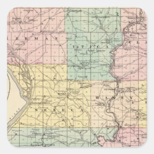 Kaart van het district Crawford, staat Wisconsin Vierkante Sticker