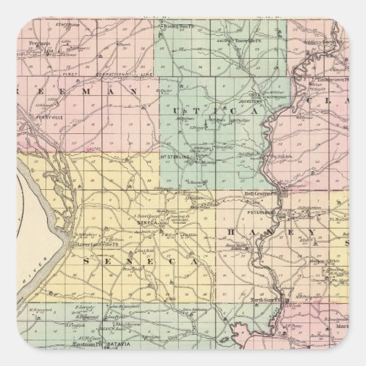 Kaart van het district Crawford, staat Wisconsin Vierkante Sticker (Voorkant)