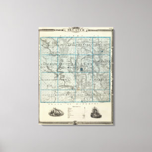Kaart van het district Decatur, staat Iowa Canvas Afdruk