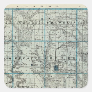 Kaart van het district Decatur, staat Iowa Vierkante Sticker