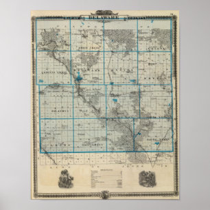 Kaart van het district Delaware, staat Iowa Poster