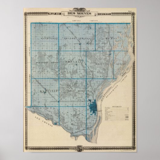 Kaart van het district Des Moines, staat Iowa Poster (Voorkant)