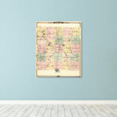 Kaart van het district Dodge, staat Wisconsin Canvas Afdruk (Insitu (Houten vloer))