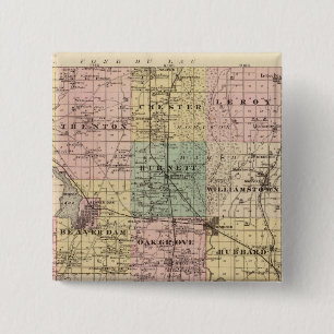 Kaart van het district Dodge, staat Wisconsin Vierkante Button 5,1 Cm