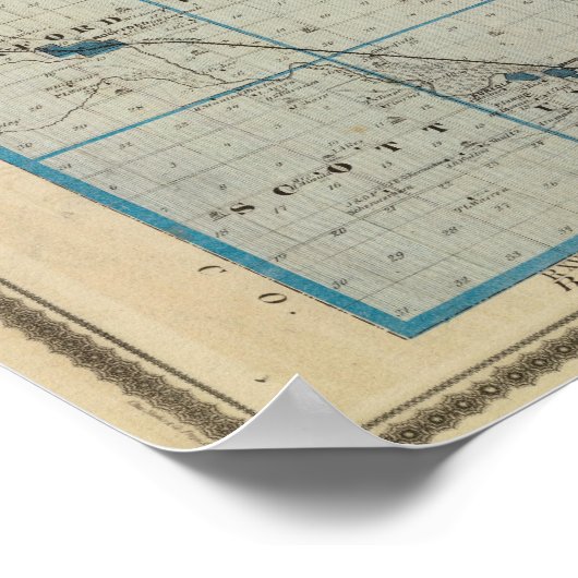 Kaart van het district Floyd, staat Iowa Poster (Hoek)