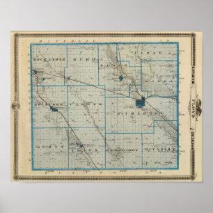 Kaart van het district Floyd, staat Iowa Poster