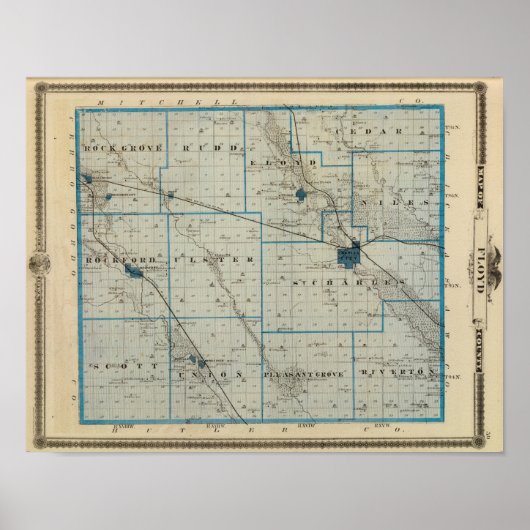 Kaart van het district Floyd, staat Iowa Poster (Voorkant)