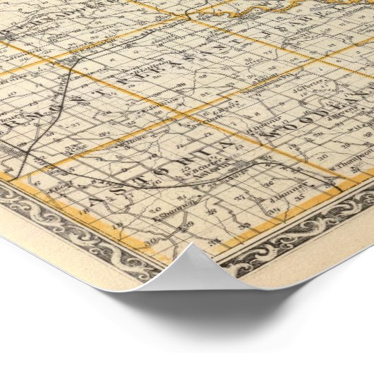 Kaart van het district Fulton en Lewistown Poster (Hoek)