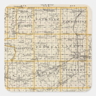 Kaart van het district Fulton en Lewistown Vierkante Sticker