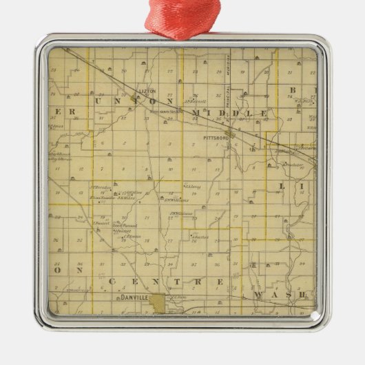 Kaart van het district Hendricks Metalen Ornament (Voorkant)