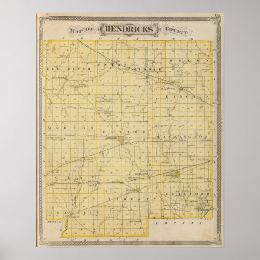 Kaart van het district Hendricks Poster (Voorkant)