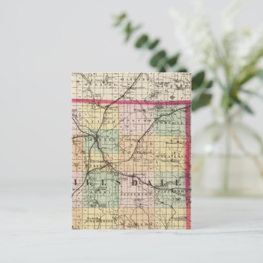 Kaart van het district Hillsdale, Michigan (Staand voorkant)