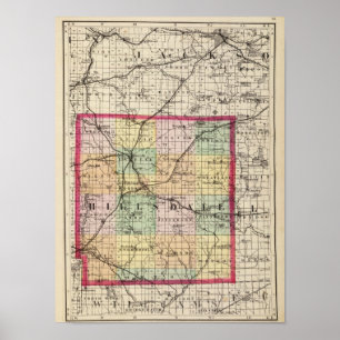 Kaart van het district Hillsdale, Michigan Poster