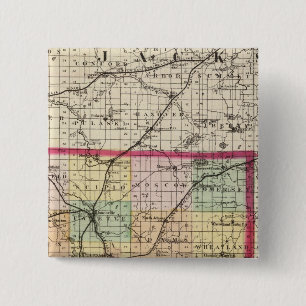 Kaart van het district Hillsdale, Michigan Vierkante Button 5,1 Cm