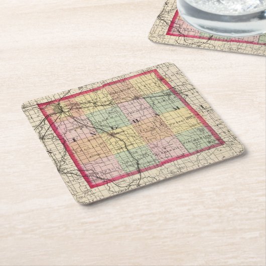 Kaart van het district Ingham, Michigan Kartonnen Onderzetters (Schuin)