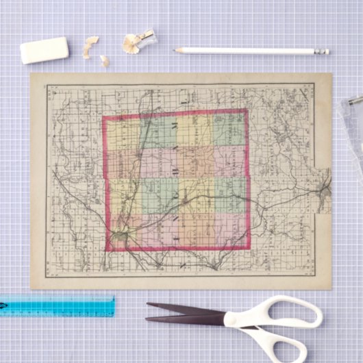 Kaart van het district Ingham, Michigan Tissuepapier (Craft)