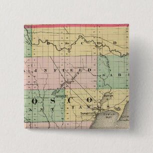 Kaart van het district Iosco, Michigan Vierkante Button 5,1 Cm