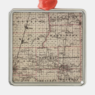 Kaart van het district Iroquois Metalen Ornament