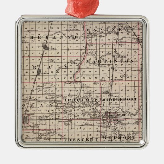 Kaart van het district Iroquois Metalen Ornament (Voorkant)