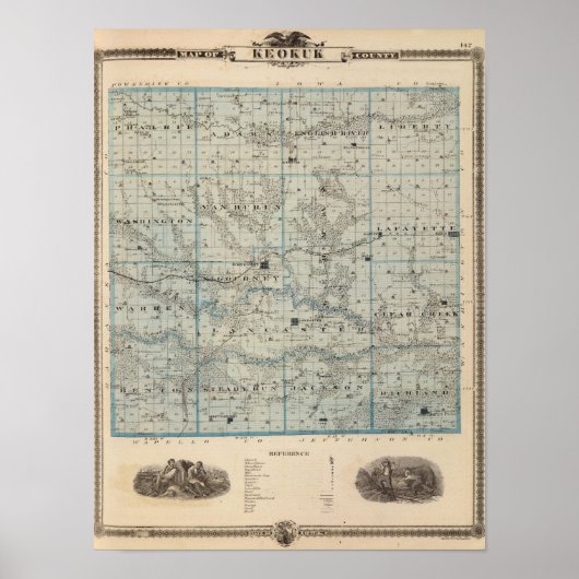 Kaart van het district Keokuk, staat Iowa Poster (Voorkant)
