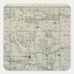 Kaart van het district Keokuk, staat Iowa Vierkante Sticker