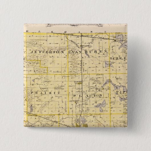 Kaart van het district Kosciusko Vierkante Button 5,1 Cm (Voorkant)