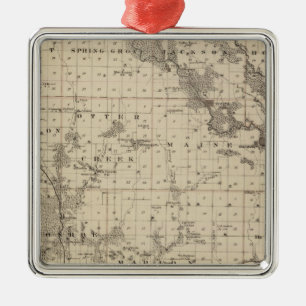Kaart van het district Linn, staat Iowa Metalen Ornament