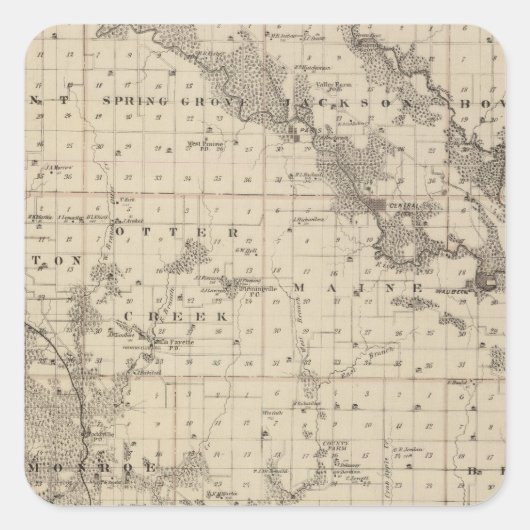 Kaart van het district Linn, staat Iowa Vierkante Sticker (Voorkant)