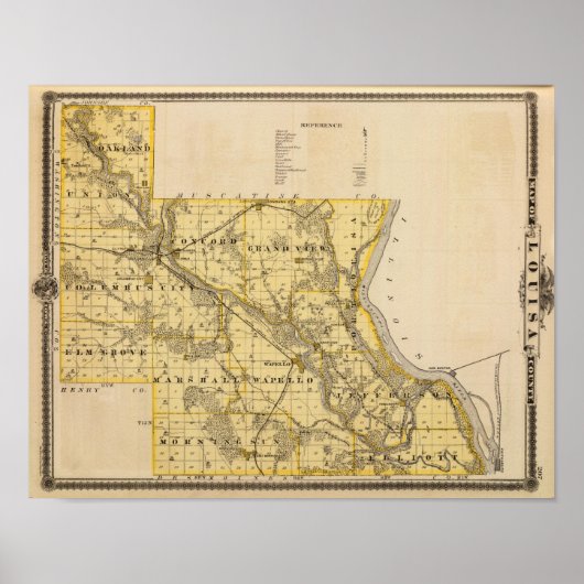 Kaart van het district Louisa, staat Iowa Poster (Voorkant)